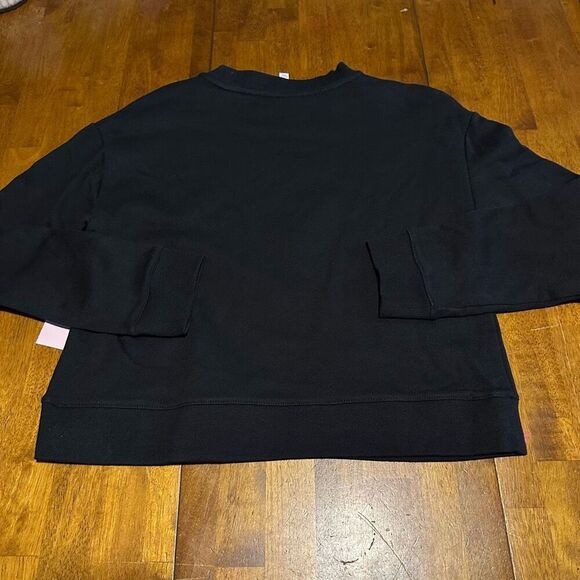 Juicy Couture French Terry Crew Neck Crop Sweatshirt Crown Womens Black Sz Small - Picture 7 of 10